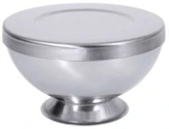 2x Contacto Eisbombenform Aus Edelstahl, Zweiteilig, Mit Fuß Und Deckel, Durchmesser: 12 Cm, Höhe: 8 Cm