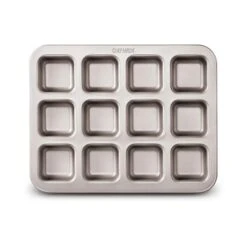 CHEFMADE | 12er Brownieblech | 325x257x40mm | Champagnergold | Antihaft- & Silikonbeschichtet | Blondieblech | Muffinblech | Muffinform | Minikuchen