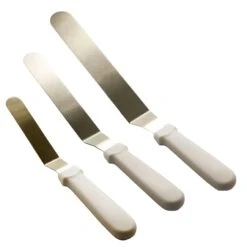 3er Set Winkelpalette Spatel 15cm 20,5cm 25,5cm Weiß Kuchenmesser Tortenmesser Torten