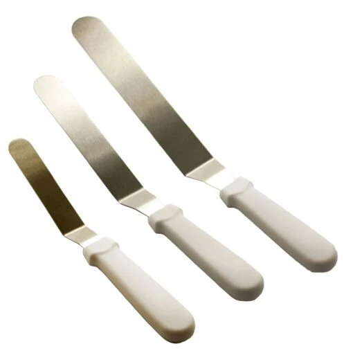3er Set Winkelpalette Spatel 15cm 20,5cm 25,5cm Weiß Kuchenmesser Tortenmesser Torten