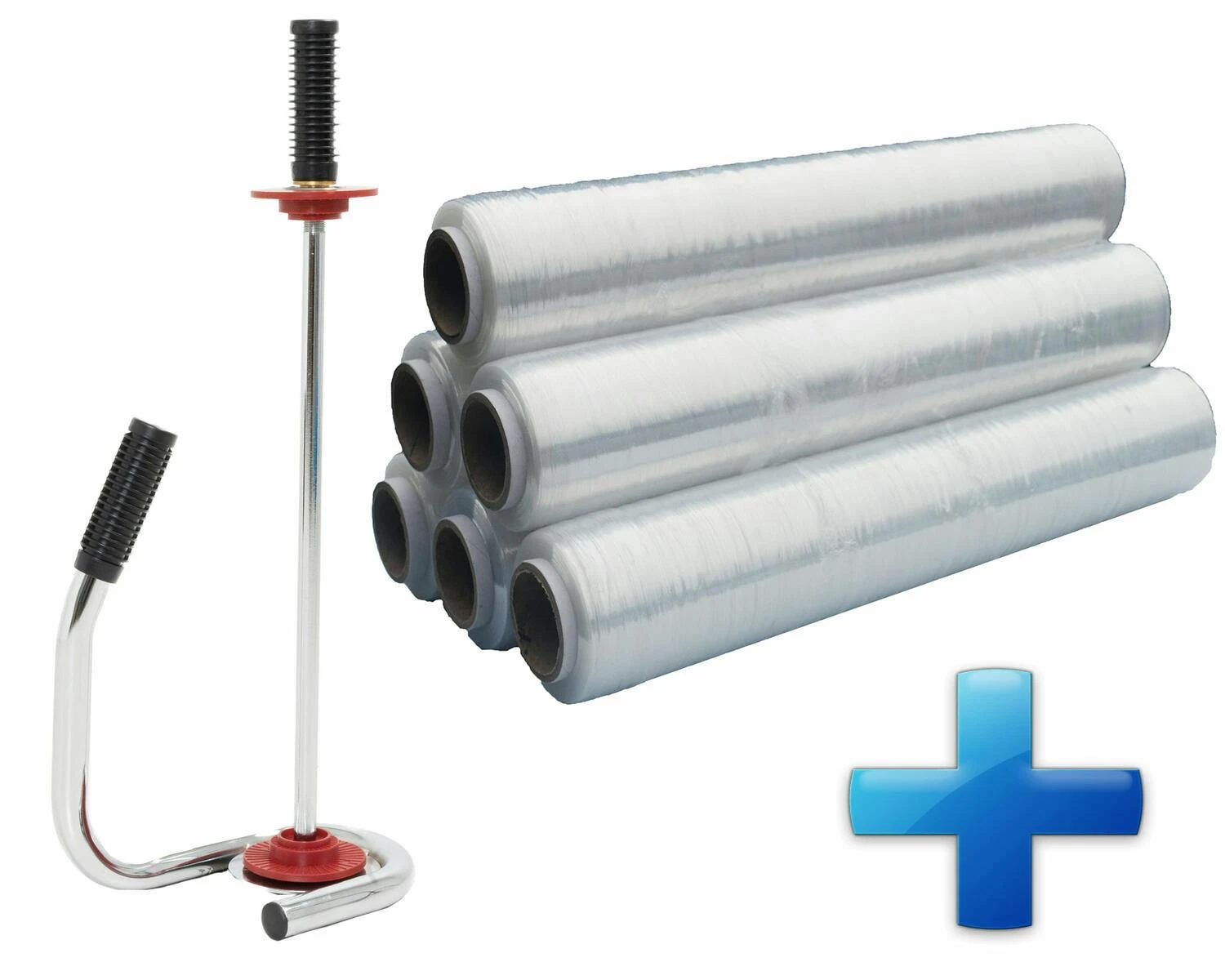 Sparset 6 Rollen Handstretchfolie Handwickelfolie 20my 50cm Mit Abroller DE LUXE – Bild 3