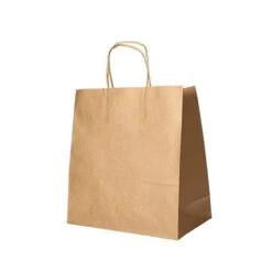 PAPSTAR 25 Tragetaschen, Papier 27 Cm X 32 Cm X 17 Cm Braun Mit Gedrehtem Tragegriff