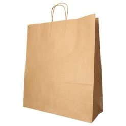 PAPSTAR 25 Tragetaschen, Papier 41 Cm X 35 Cm X 14 Cm Braun Mit Gedrehtem Tragegriff