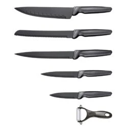 Michelino Messerset 6-teilig Edelstahl Klingen Küchenmesser Kochmesser Schäler Messer Grau