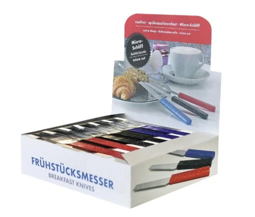 Schneider Thekendisplay Frühstücksmesse, 30 Messer/Display 10 X Rot, 10 X Blau, 10 X Schwarz