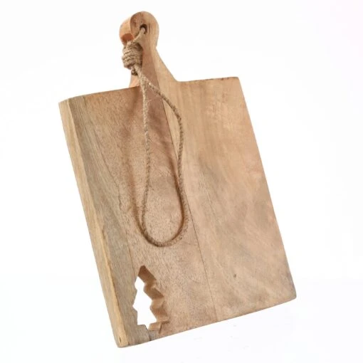 Schneidebrett Servierbrett Baumausschnitt Mangoholz Weihnachts Holzbrett 30cm
