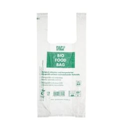 PAPSTAR 100 Hemdchen-Tragetaschen, Bio-Folie 47 Cm X 22 Cm X 13 Cm Transparent Knotenbeutel Auf Rolle