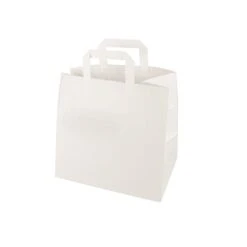 PAPSTAR 250 Tragetaschen, Papier 25 Cm X 26 Cm X 17 Cm Weiss Mit Tragegriff Und Einzel EAN
