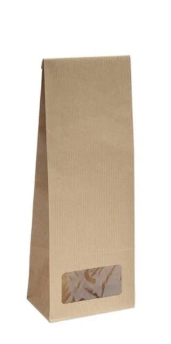 10x Blockbodenbeutel Mit Rechteckigem Sichtfenster - 100g - 7 X 4 X 20,5 Cm - Papiertüten Bodenbeutel Geschenktüte (100g – Rechteckiges Fenster)