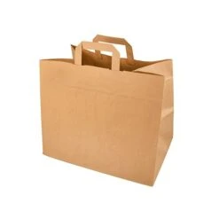 PAPSTAR 50 Tragetaschen, Papier 27 Cm X 32 Cm X 17 Cm Braun Mit Tragegriff