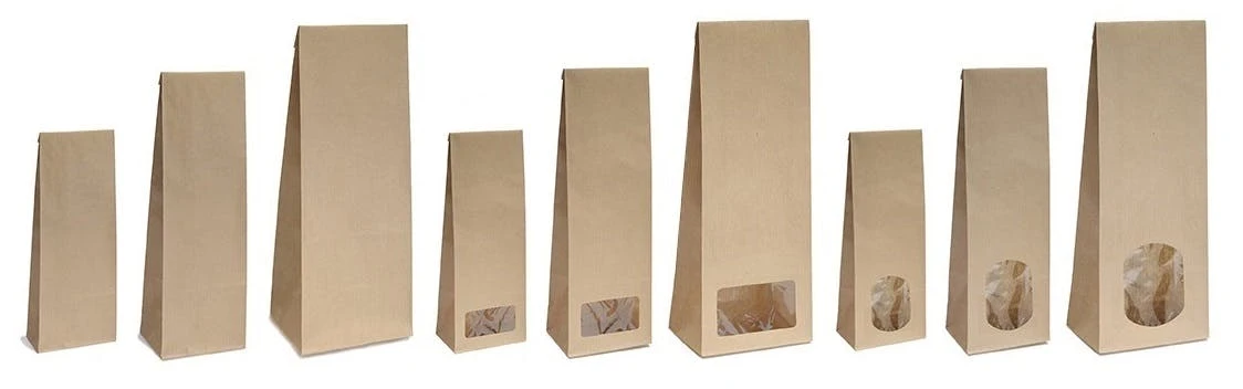 500x Blockbodenbeutel Mit Sichtfenster - 500g - Größe 10,5 X 6 X 29 Cm -Papiertüten Bodenbeutel Geschenktüte Papierbeutel Tütchen (500g – Mit Fenster) – Bild 2