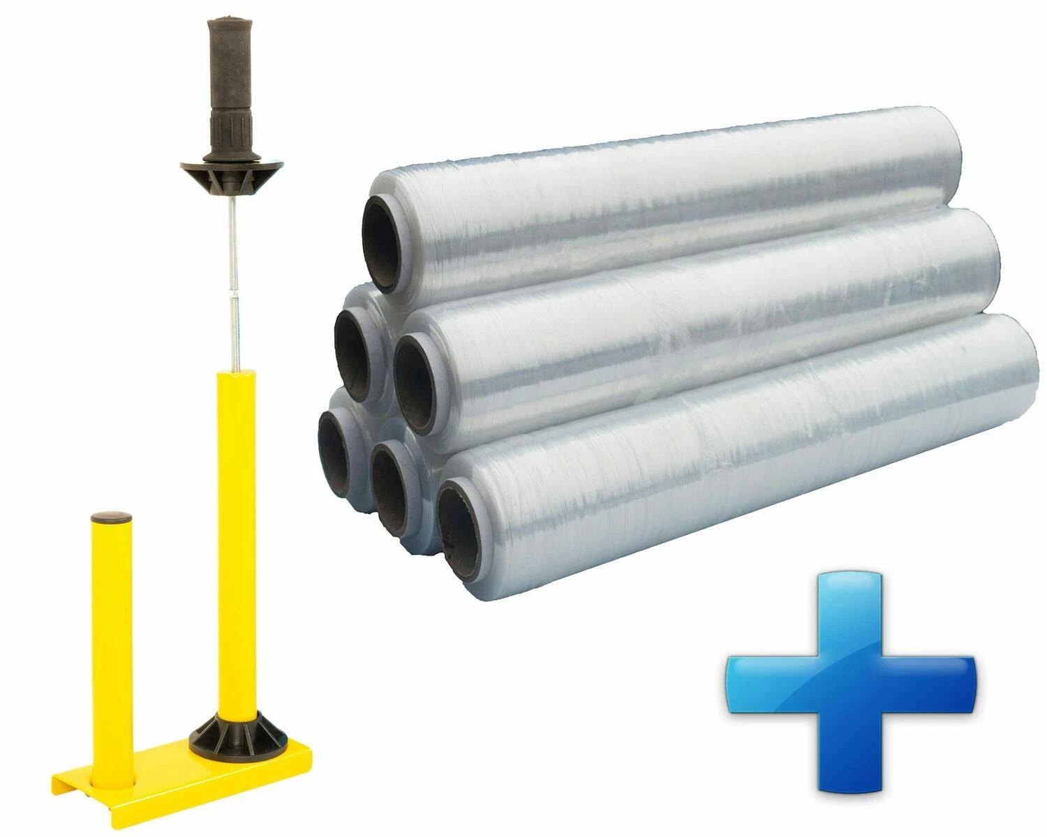 Sparset 6 Rollen Handstretchfolie Handwickelfolie 20my 50cm Mit Abroller DE LUXE – Bild 4