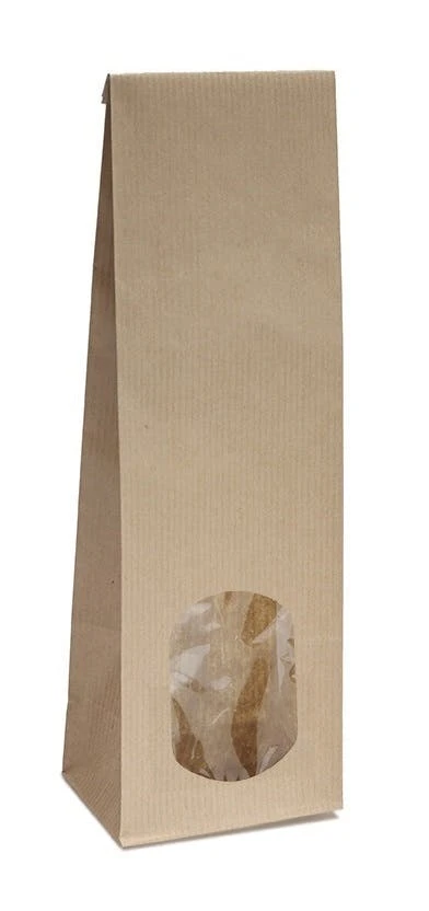 500x Blockbodenbeutel Mit Sichtfenster - 500g - Größe 10,5 X 6 X 29 Cm -Papiertüten Bodenbeutel Geschenktüte Papierbeutel Tütchen (500g – Mit Fenster) – Bild 6