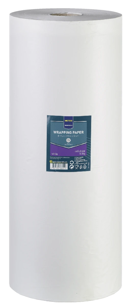 METRO Professional Einschlagpapierrolle, Zellstoff, Ø 19 X 50 Cm, 5.7 M Lang, Weiß