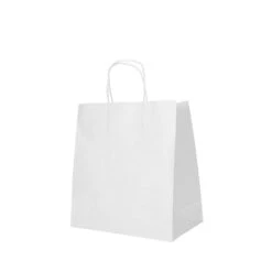 PAPSTAR 25 Tragetaschen, Papier 27 Cm X 32 Cm X 21,5 Cm Weiss Mit Gedrehtem Tragegriff