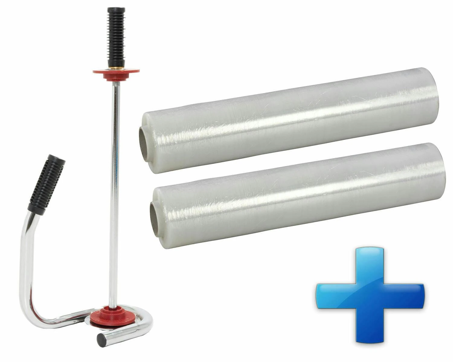 Sparset 2 Rollen Handstretchfolie Handwickelfolie Schwarz Mit Abroller DE LUXE – Bild 3