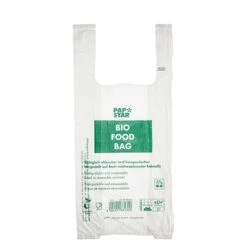 PAPSTAR 150 Hemdchen-Tragetaschen, Bio-Folie 47 Cm X 22 Cm X 13 Cm Transparent Knotenbeutel Auf Rolle