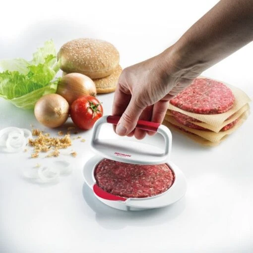 Westmark Hamburgermaker Weiß/rot 16 X 6 Cm Mit Hebevorrichtung – Bild 4