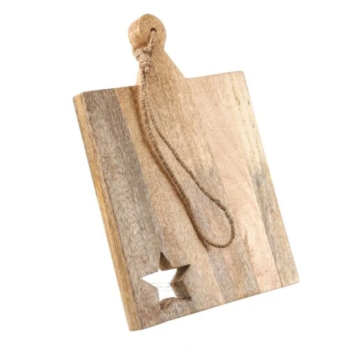 Schneidebrett Servierbrett Baumausschnitt Mangoholz Weihnachts Holzbrett 30cm – Bild 2