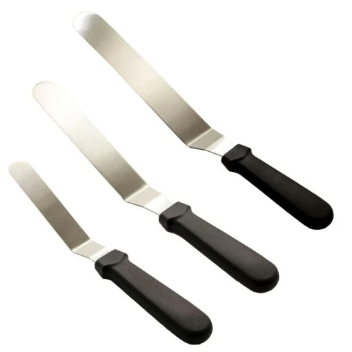 3er Set Winkelpalette Spatel 15cm 20,5cm 25,5cm Weiß Kuchenmesser Tortenmesser Torten – Bild 2