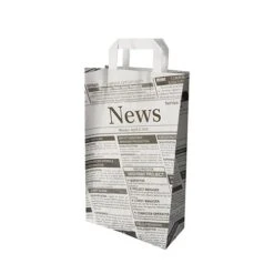 PAPSTAR 50 Tragetaschen, Papier 36 Cm X 22 Cm X 10 Cm "Newsprint" Mit Tragegriff